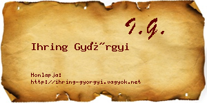 Ihring Györgyi névjegykártya